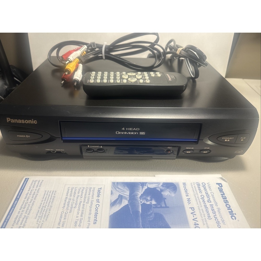 Panasonic PV-V4022 4-Head BlueLine VCR/VHS Player Recorder w/Remote Works Tested